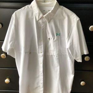 White Under Armour button down. Short sleeve